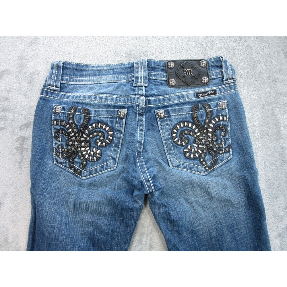 Miss Me Jeans Sz. 26 Skinny Medium Wash Blue Embellished Back Pockets JP6048S
